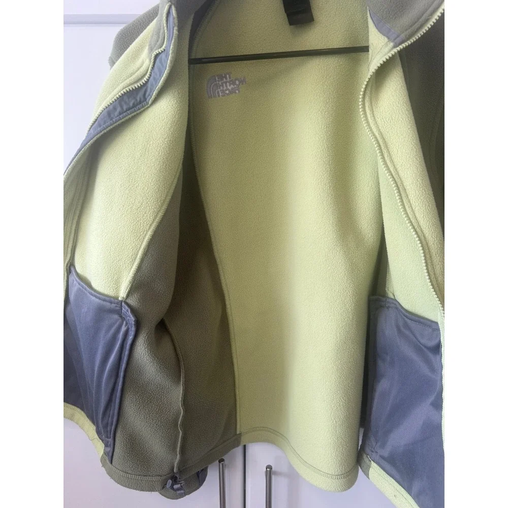 The North Face‎ Full Zip Fleece Jacket Green Two Tone Mock Neck Mens Medium